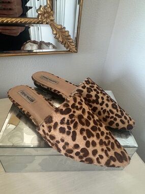 Steve Madden Leopard-Print Faux Fur Slip-On Mules - Tan & Brown